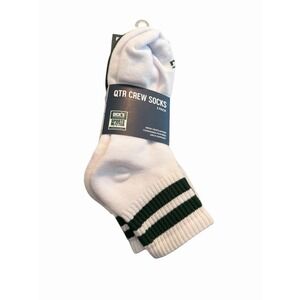 DSG Quarter Crew Socks 3 Pack White Green Cushioned Arch Support Unisex L NWT